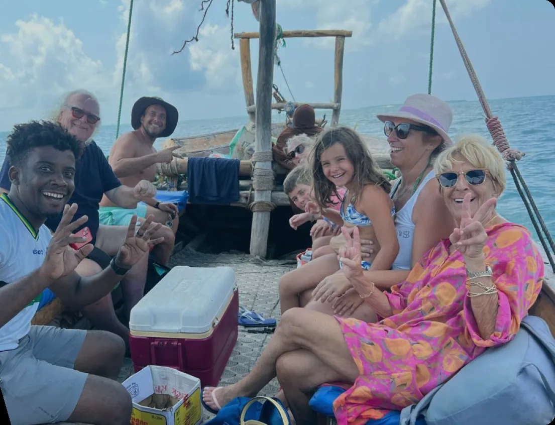 Guests on a Zanzibar boat activity with local guide